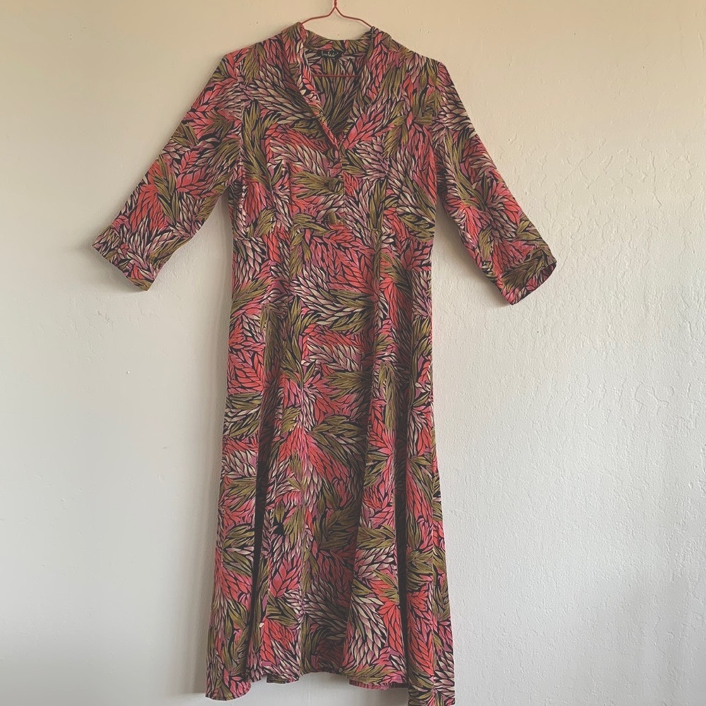 LOCO LINDO VINTAGE RAYON RETRO DRESS - SIZE SM